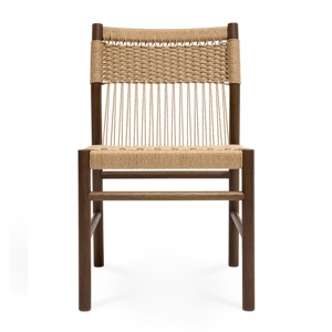 Solid Teak Wood Dining <b>Chair</b> with <b>Rattan</b> Woven Seat and Backrest, Minimalist Scandinavian Style Furniture for Cafe - Product Image 2