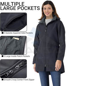 Lightweight Women Long Softshell Jacket Fleece Lined Waterproof Windbreaker Warm <b>Raincoat</b> Gray Durable Jacket - Product Image 3