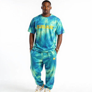 Camiseta de sublimación de verano, chándal, camiseta de manga corta con tinte de corbata para hombre, conjunto de pantalones lavados, camiseta Vintage con tinte de corbata, chándales - Product Image 2