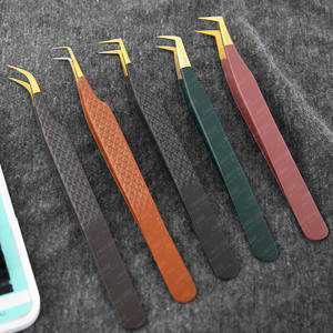 Pince à épiler diamantée pointue de haute qualité Pince à épiler d'isolation de volume incurvée à 90 degrés Pointe pointue pour extension de faux cils - Product Image 1