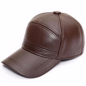 Gorra de béisbol de cuero de vaca unisex con parasol de lengua de pato para adultos, ocio informal al aire libre en otoño e invierno - Product Image 3