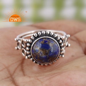 Best Selling Oxidized Sterling Silver Natural Mojave Copper <b>Lapis</b> <b>Lazuli</b> Gemstone Statement <b>Ring</b> Custom Jewelry Manufacturer - Product Image 2