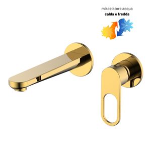 Miscelatore lavabo a leva singola cromato lucido a due fori montato a parete con scatola di installazione serie a un foro integrata per rubinetti doccia - Product Image 2