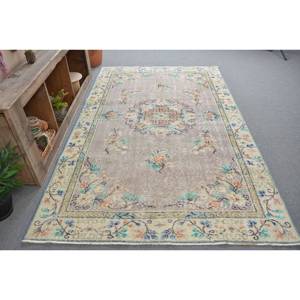 Tapis Turc Vintage Classique Beige 5.2 X 8.7ft Fait à la Main Peluche Pile Hauteur Laine Fourrure Latex Patchwork Rectangle pour Adolescents Chambres - Product Image 3