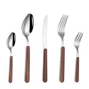 Ensemble de couverts en acier inoxydable de grande qualité avec manche en bois d'olivier, 4 pièces, vaisselle de cuisine, cadeau de salle à manger à prix raisonnable - Product Image 5