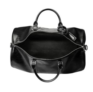 Bolso de lona de cuero negro para él Bolso de mano de equipaje de viaje de cuero genuino hecho a mano - Product Image 1