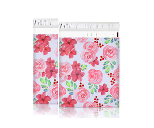 Bolsas de Poliéster 25x33cm Autoadhesivas, Resistentes al Agua y a Desgarros, Duraderas, 2.3M, Rosa Floral Rojo - Product Image 1