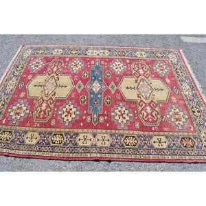 Alfombra tradicional de lana rojo Beige de 5,2x7,4 pies de área grande rectángulo turco patrón abstracto látex 10mm para alfombra de habitación de pasillo - Product Image 3