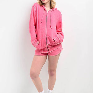 Acid Wash Hoodies Pour Femmes Top Tendance Respirant Anti Rides Hoodies Pour Femmes Drop Shoulder Femmes Hoodies 100% Coton - Product Image 5