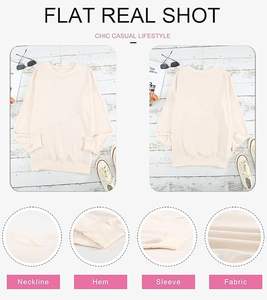 OEM Custom Basic Oversized <b>Crewneck</b> Long Tunic Sweatshirts Pullover Tops for Women Casual Vintage Style for Autumn Winter Spring - Product Image 4