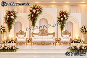 Arco Triple Tallado en 3D de Lujo para Escenarios de Boda, Panel de Arco Tallado en 3D Estilo Mughal para Bodas del Sur de Asia, EE. UU. - Product Image 5