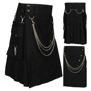 Faldas plisadas de festivales a cuadros para hombres, falda escocesa con personalidad, Falda corta de estilo escocés a la moda para hombres - Product Image 5