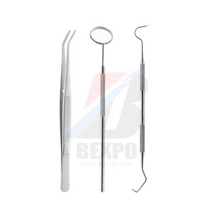 Kit de Exploración Dental de 3 Piezas, Pinzas, Espejo y Explorador de Higiene Básica, Herramienta de Limpieza de Acero Inoxidable de Alta Calidad - Product Image 1
