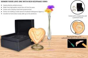 Oak <b>Wood</b> Design Urn Keepsake - Mini Heart Cremation Urn with Stand & Premium <b>Box</b> - <b>Small</b> Keepsake Urn - Honor Your Loved One - Product Image 3