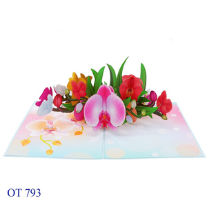 Carte artisanale vietnamienne en papier découpé au laser 3D, fleur d'orchidée, impression offset personnalisée, artisanat en papier, cadeau, meilleur prix Viet-Craft - Product Image 1