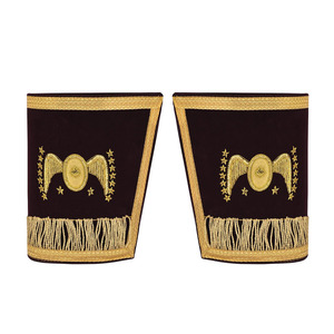 Puños de guantelete de Regalia masónica escocesa, insignias provinciales de tela bordada con decoración de encaje, hechos a mano para la elegancia - Product Image 2