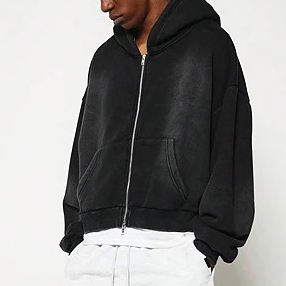 Custom Men's 100% Cotton Manufacturer Oversized Hoodies 100% High Quality Asidwash Vintage Streetwear Zip up Hoodie for Men - Product Image 2