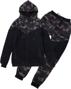 Unisex Custom Logo Printed <b>Hooded</b> Sport Wear Two Piece Jogging Tracksuit Set 100% Cotton Full Zip <b>Adult</b> Sweat Suit - Product Image 5