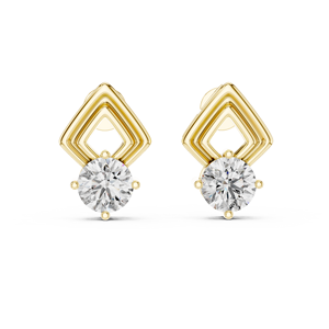 LOW HANG 1.25CT Round <b>EARRING</b> <b>SET</b> in 18KT YELLOW <b>GOLD</b> Rhodium Plated with LAB GROWN DIAMONDS Luxury for Everyday & Glam Events - Product Image 3