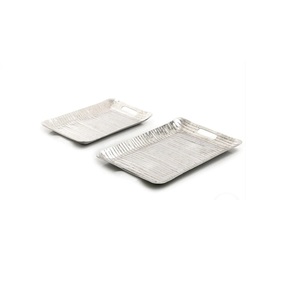 Bandeja de Metal de Diseño Elegante y Lujoso, Juego de Dos Bandejas para Servir, con Acabado Plateado, para Decoración de Mesa de Comedor y Catering - Product Image 1