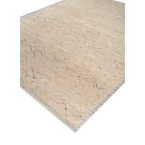 พรมขนสัตว์ถักมือสีเบจน้ำตาลลายเรขาคณิตสำหรับห้องนั่งเล่น พรมปูพื้นห้องโถงรูปทรงสี่เหลี่ยมผืนผ้า - Product Image 2