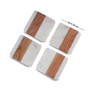 Best Quality Eco-Friendly Handmade Customizable Wood & <b>Marble</b> <b>Coaster</b> for Table Use Stylish Christmas Housewarming Drink Holder - Product Image 6