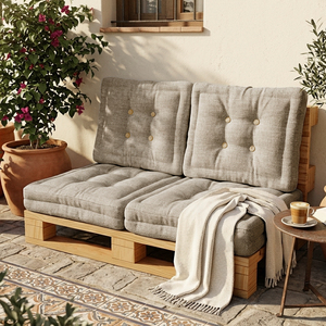 4 Cuscini Indipendenti per Divano da Giardino, 80x60 cm Seduta, 50x60 cm Schienale, Spessore 12 cm, Resistenti per Uso Esterno - Product Image 2