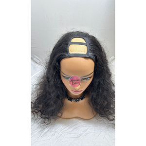 Perruques en dentelle frontale en cheveux humains Remy indiens bouclés en forme de U, longueur moyenne, densité 180%, sans colle - Product Image 1