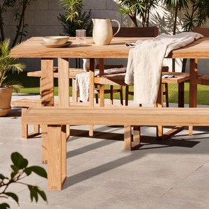 Banc de jardin en teck massif, écologique, durable, résistant à l'eau, design artisanal, mobilier d'extérieur pour patio, jardin, parc - Product Image 6
