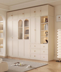 <span class=keywords><strong>Armoire</strong></span> en bois moderne et élégante avec porte, grand espace de rangement, meubles de chambre à coucher - Product Image 4