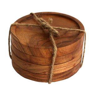 Juego de Posavasos de Madera de Acacia Natural de 5 mm de Grosor, Protectores de Bebidas Ecológicos para Cualquier Tipo de Mesa - Product Image 4