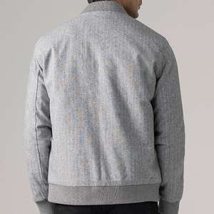 Chaqueta Bomber Azul Gris Personalizable de Fabricante Directo, ODM, de Lana, Manga Larga, Estilo Urbano de Invierno, Ropa para la Nieve, Tela Vaquera - Product Image 4