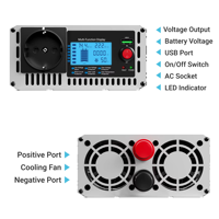 Convertisseur d'énergie à onde sinusoïdale pure monophasé HOULI 12v 24v 220v 3000w 2000W 50/60 Hz 90% d'efficacité pour la maison, le camping-car, la voiture HPWD0030S 388x150x70mm