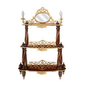 Consola Clásica de Lujo de Tres Niveles de Madera con Adornos de Latón - Product Image 2