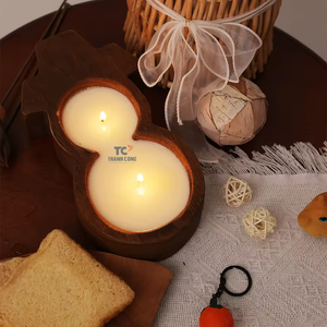 Bonhomme de neige forme bols à pâte en bois en gros bol à pâte en bois bougies 100% cire de soja entièrement naturelle fabriquée au Vietnam - Product Image 5