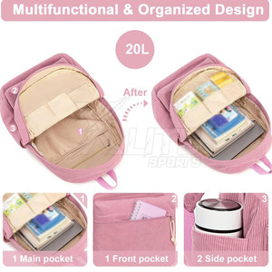 Sac à dos scolaire décontracté au design tendance, léger, en matériau imperméable, avec fermeture éclair et multiples poches pour livres, ordinateur portable et accessoires - Product Image 3