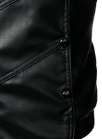 Blouson Bomber en Cuir Hiver Homme SAVOW FIGHT WEAR Col Montant Logo Avant Épais Écologique Vintage Zippé Coupe Slim Style Motard