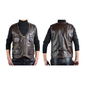 Chaleco y chaleco de cuero PU para hombre más vendido del 2024 Color sólido Diferentes estilos Característica cálida - Product Image 1