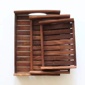 Bandeja de servicio de tamaño personalizado de la mejor calidad Bandeja de madera decorativa ligera de larga duración con acabado de madera natural para servir alimentos - Product Image 1