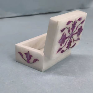 Boîte à bijoux en marbre violet en gros | Rangement d'incrustation de luxe fait à la main pour bagues, boucles d'oreilles et accessoires | Souvenir décoratif - Product Image 1