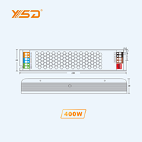 Alimentation LED YSD Dimmable 400W 12V 24V IP20, Driver LED à découpage en aluminium haute efficacité pour projets d'éclairage