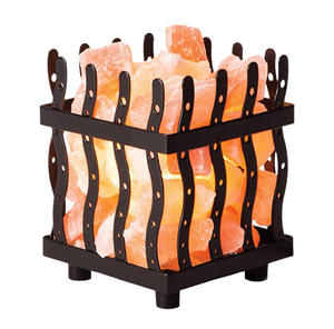 Nautical Art Style Himalayan Pink Rock Salt Lamp Chunks Basket Hand Crafted Iron Basket Manufacturer and Wholesale From Pakistan - Product Image 1