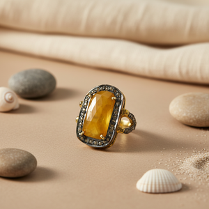 "Yellow Rose Gold Plated Fashion Trendy <b>Adjustable</b> Inlay <b>Silver</b> <b>Ring</b> for Women" - Product Image 3