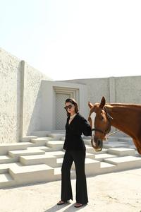 AMELIE elegante viscosa satén seda Jacquard Co-ord conjunto adultos silueta suelta patrón sólido verano Natural - Product Image 4