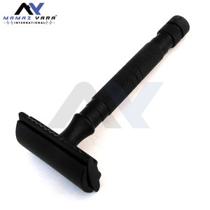 Maquinilla de Afeitar de Seguridad Profesional de Doble Hoja con Mango Largo, Maquinilla de Afeitar de Seguridad para Hombre con Acabado Negro, Maquinilla de Afeitar de Seguridad para Barbería - Product Image 2