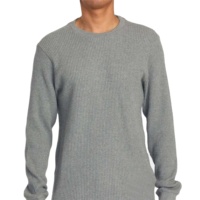 Sweat-shirt à col rond pour homme, personnalisé, brodé, en tricot gaufré thermique, 100% coton, manches longues, éco-responsable, chaud pour l'hiver, décontracté