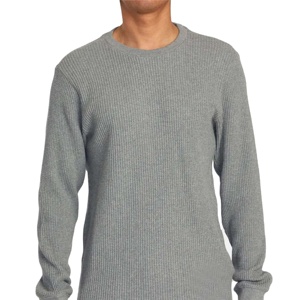 Jersey de manga larga de algodón 100% de punto térmico bordado para hombre, sudadera de invierno cálido informal con cuello redondo para otoño frío - Product Image 1