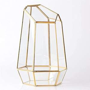 Vela de diseño clásico Decoración de Navidad Terrario Vela Linterna Metal Latón Vidrio Portavelas Geométrico - Product Image 1