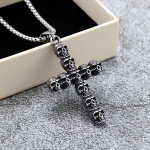 yunnique Retro Stainless Steel Skull Pendant for <b>Men</b> and Women Solid Punk Halloween Fashion Charms - Product Image 4