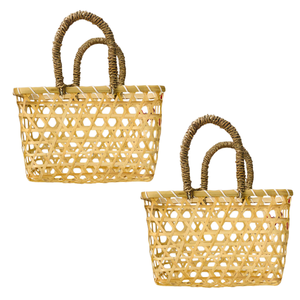 Meilleures ventes, artisanat vietnamien, panier cadeau en paille de bambou avec herbe de mer, paniers cadeaux élégants faits à la main - Product Image 1